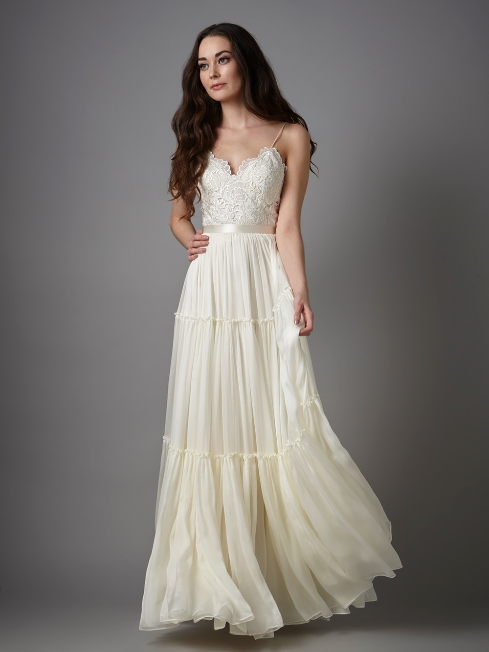 Anthropologie BHLDN x Catherine Deane Bridal Agatha Tiered Silk Maxi Skirt